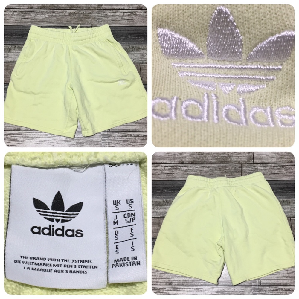 Adidas Trefoil Sweat Shorts Men’s S Bright Yellow (Inseam 7) Above Knee (Flaws)